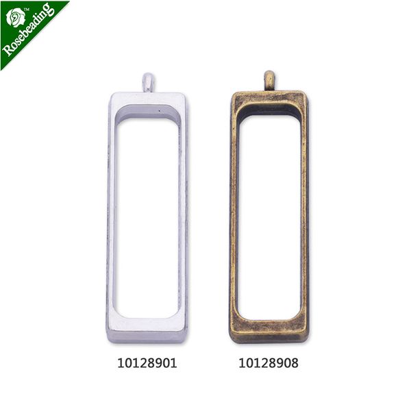 

10pcs 40.3x12mm rectangular framework zinc alloy accessories,open back pendant,resin mould, Black