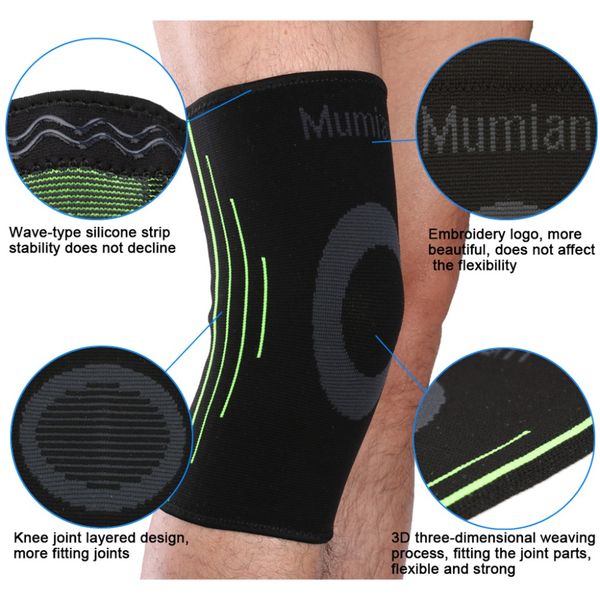 

wholesale- mumian a08 breathable heat football basketball safety sports knee training elastic support knee support knee, Black
