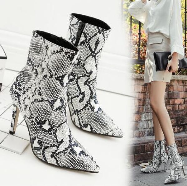 2018 personalisierte frauen Herbst Winter Stiefeletten Schlange Spitz Stiletto Serpentine High Heels Stiefel Sexy Weibliche Schuhe Botas