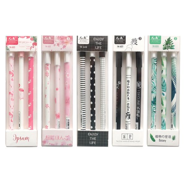 

3/6 pcs/set green plants flamingo sakura gel pen signature pen escolar papelaria school office supply promotional gift