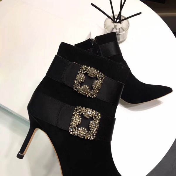 Luxuriöse Paris Violet Reißverschluss Free Kurze Großhandel Marke Günstige Suede Shping Niet Pumps Stiefel Frauen Hochhackigen Ankle Winterstiefel wOk80PnX