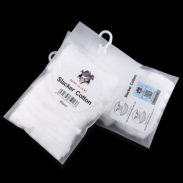 

Authentic Slacker Cotton Vape Demon killer DIY Cottons 60pcs A package for RDA RDTA RTA Tanks Ecig High quality DHL Free