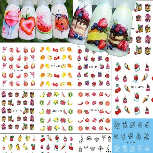 

1sheet nail sticker cake/fruit paern nail art water transfer decals beauty water taoo stickers manicure decor lastz489-500, Black