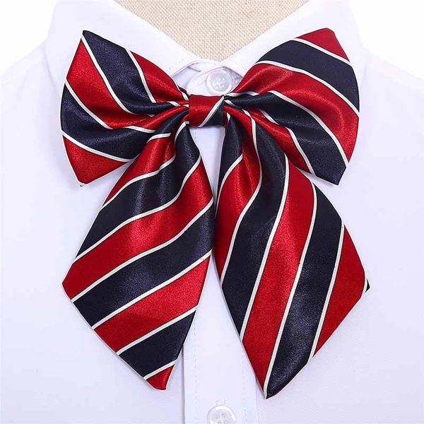 

sale women cravat stewardess bow ties vintage silk striped bowties butterfly 2018 new neck wear accessories, Black;blue
