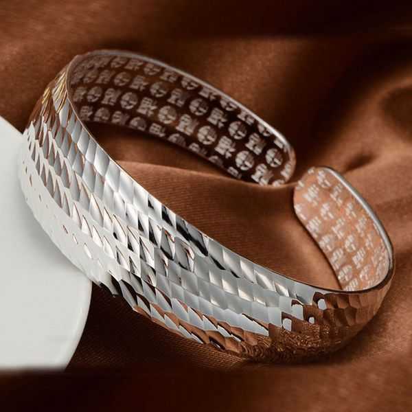 

silver plated bracelet bangles for women wide ripple bangle pure copper fashion in 2018 price diy mirror fitness lobster, Black