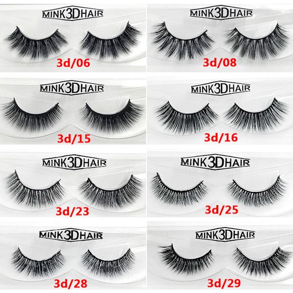 

12 styles selling 1pair/lot 100% real siberian 3d mink full strip false eyelash long individual eyelashes mink lashes extension