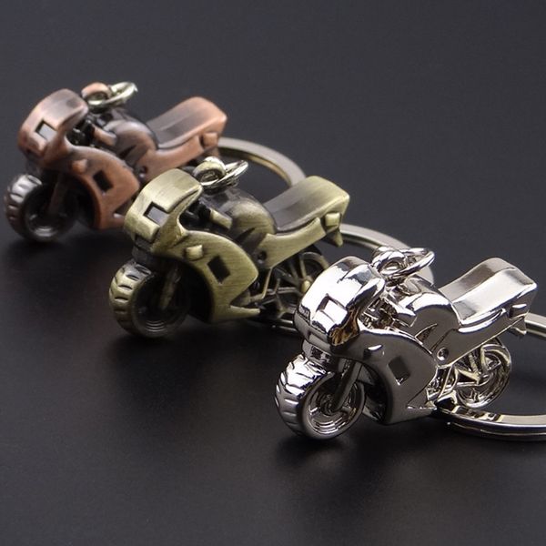 

fashion 3d metal motorcycle key chain car key ring key holder ancient bronze motor keyring couple keychains gift d521l, Silver