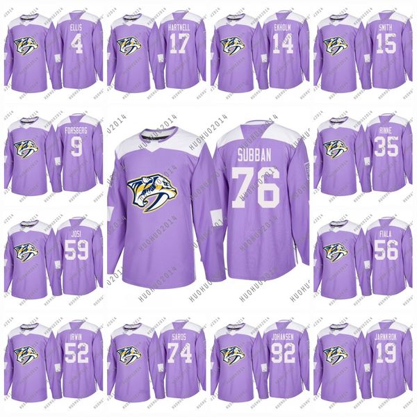 

2018 Hockey Fights Cancer Nashville Predators P.K Subban Roman Josi Filip Forsberg Viktor Arvidsson Pekka Rinne Mike Fisher Jerseys