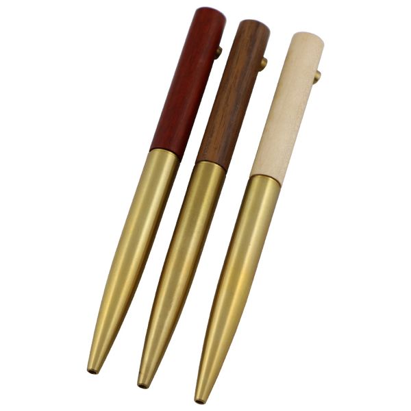 

unfinish multi natural wooden craft artwork non clip point original brass color timber ball pen heavy, Blue;orange