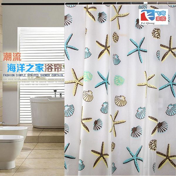 

starfish shower curtain multifunctional waterproof mildew peva gift hook