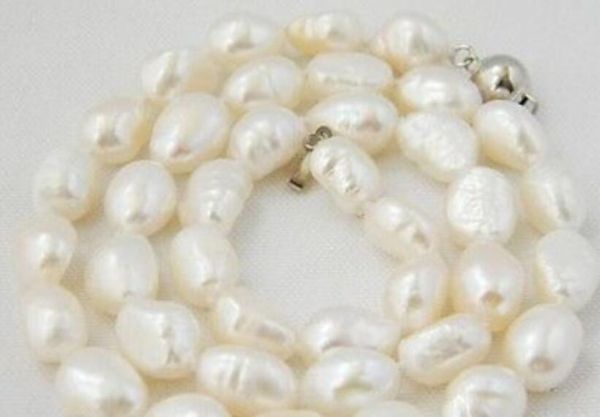 

>>>>17 inch white baroque freshwater pearl jewelry necklace, Silver