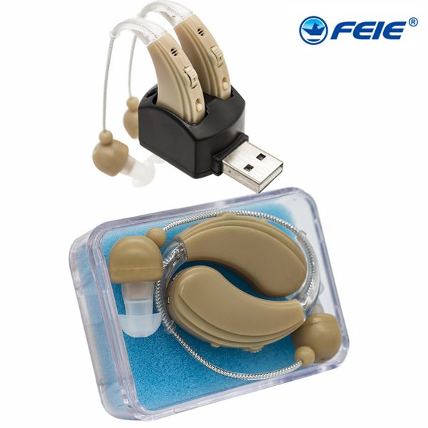 

Feie 1 pair u b rechargeable hearing aid ound amplifier for the elderly portable bte deaf hearing aid ear care tool 109