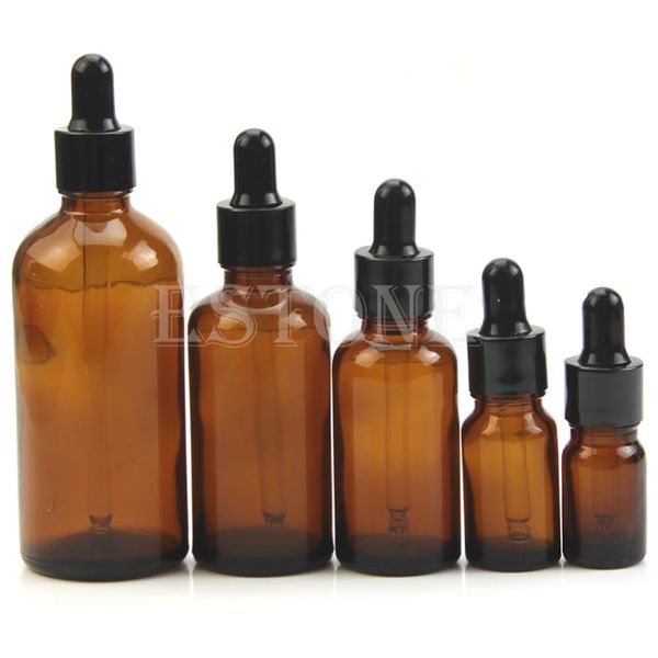 

new 5ml/10/30/50/100ml amber glass liquid reagent pipette bottle eye dropper c42