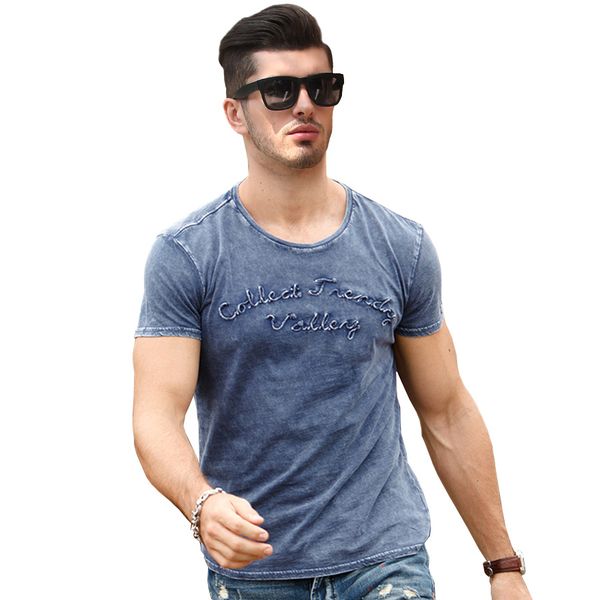 

Jack Cordee Fashion T Shirt Men Letter Embroidered Cotton Tee Shirt Slim Short Sleeve Tshirt O-Neck Tops Brand T -Shirt Men