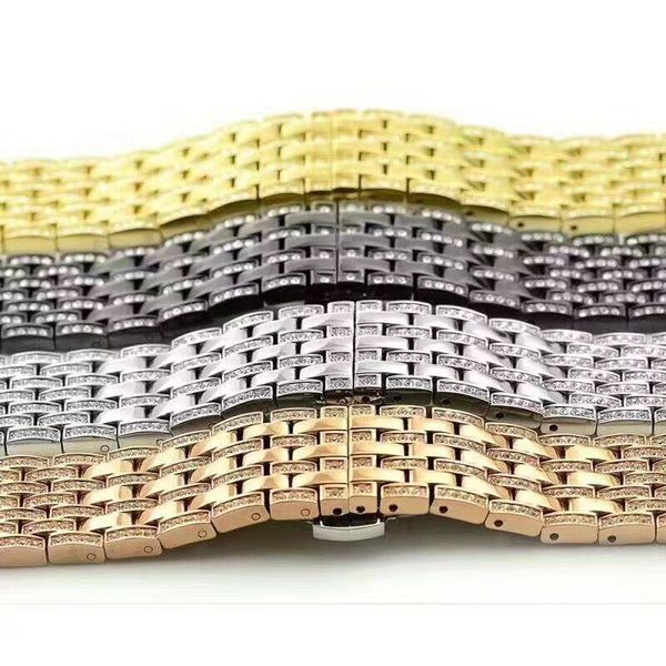 

crystal rhinestone 38mm 42mm bands stainless steel bracelet strap diamond bands series 3/2/1, Black;brown