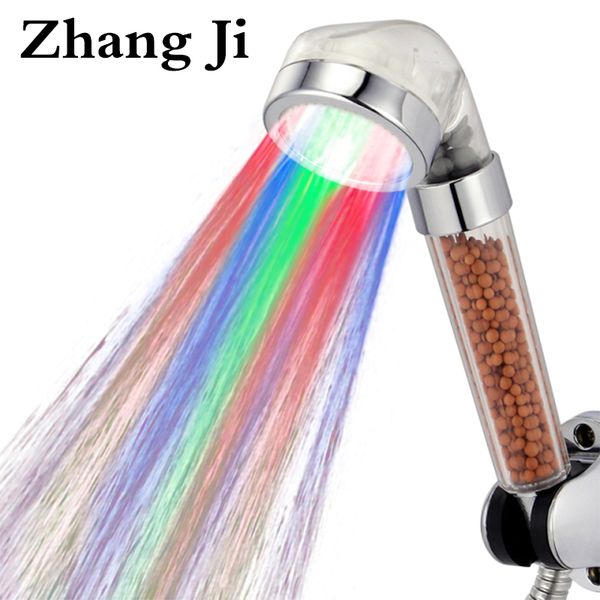 

zhangji amazing 7 colors led shower head bathroom color changing filter shower head spa rain water saving handheld heads