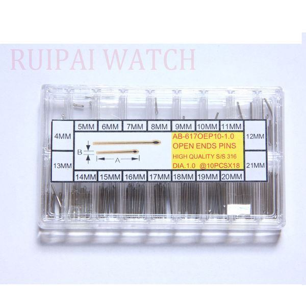 

watch bracelet split pins assortment (180pc) diameter 1.0mm sizes 4-21mm