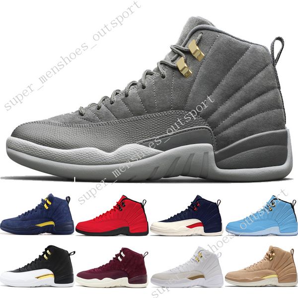 

12 12s мужчины баскетбол обувь мичиган быки колледж военно-морского флота unc нью-йорк вачетта тан пшеницы темно-серый бордо крылья такси па