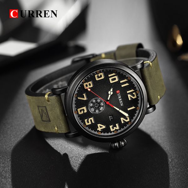 

curren brand men sports waterproof quartz watch luxury calendar wristwatches relogio masculino, Slivery;brown