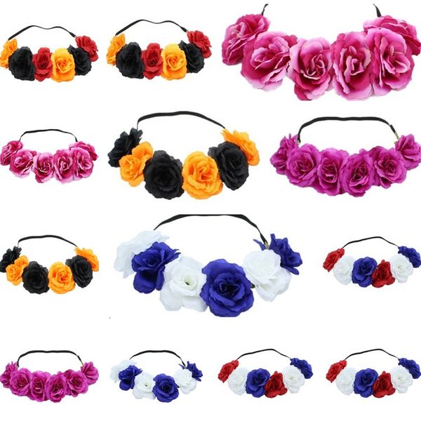 

sell new rose hairband wreath hair bows bohemia handmade artificialseaside flower hairband crown wedding bridal headdress wreath t6i061