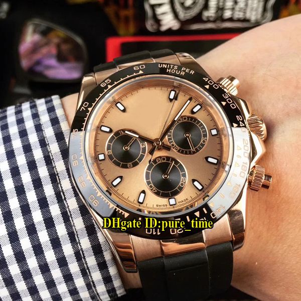 

7 style 40mm gold dial m116515ln-0013 116515 asian 2813 automatic mens watch sapphire glass rose gold gold case rubber strap gents watches, Slivery;brown