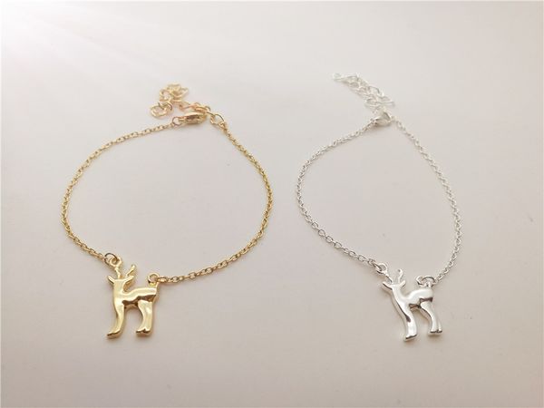

lucky elk deer chain christmas head antler bracelet santa claus pet prairie animal cute cartoon woman mother men's family gifts jewelry, Black