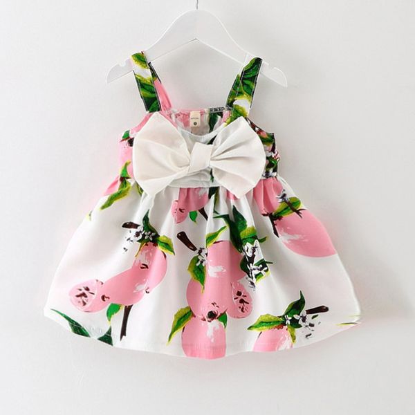 

children's wear 2018 new summer dress infant fashion 100% cotton cute flying sleeves small striped bow t-shirt female baby dress, Red;yellow