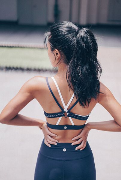 

contrast high impact sport bra strappy workout running bras for women wireless double layer high support gym crop top, White;red