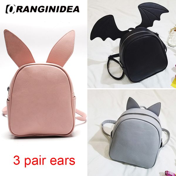 

backpack women replace bat wing cat ears cute backpack for teenager girl school bags leather mini backpacks shoulder bag bagpack y18110202