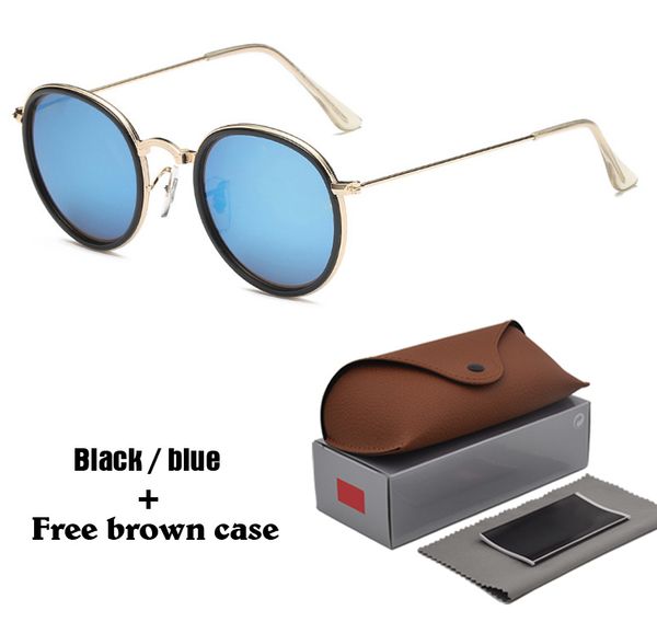 

Brand designer Round Sunglasses Women men Metal Frames Mirror UV400 Lenses female Sun Glasses retro Male oculos de sol with Retail package
