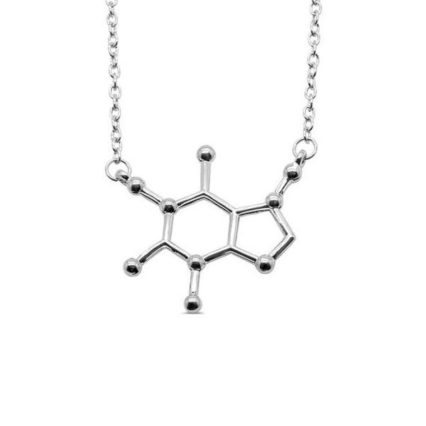 

10pcs coffee molecule geometric pendant necklace chemical molecules necklace science structure chemistry necklaces for nurse jewelry, Silver