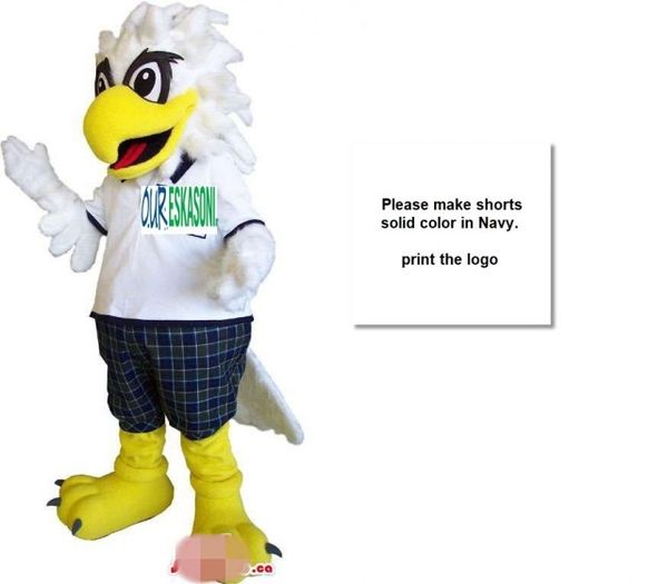 

custom newly white eagle mascot costume add a logo size ing, Red;yellow