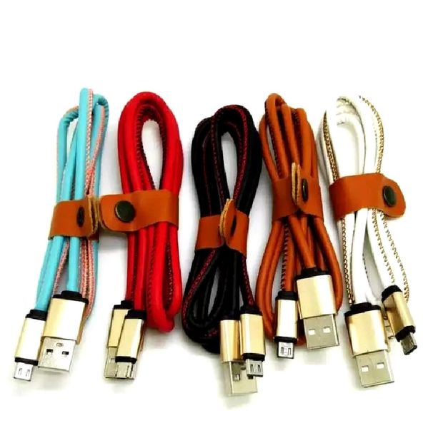 

PU кожаный металлический наконечник для быстрой зарядки 1M 3ft Micro USB для samsung S7 mobile luxu