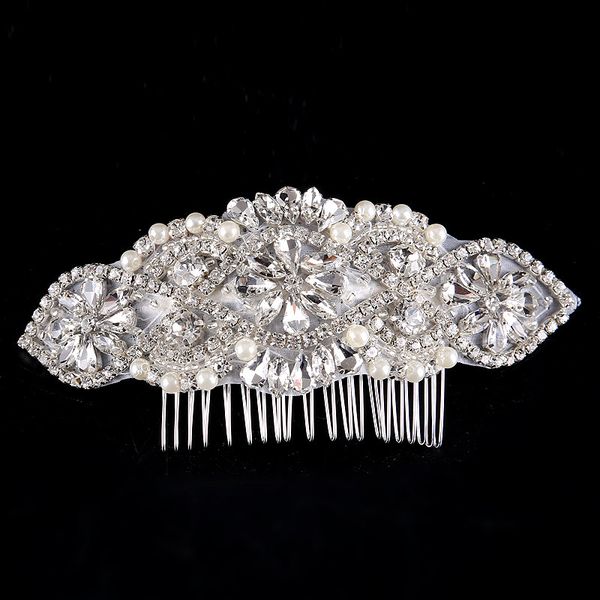 2019 Silver Sparkly Luxurious Big Pearl Bridal Pageant Hair Comb