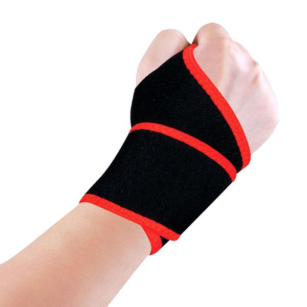 

1 pair professional sports wrist guard bandage protect wrist brace reduce carpal joint pain belt sports safety pads, Black;red