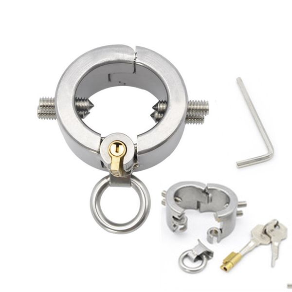 Stainless Steel Male Chastity Belt Cock Ring Pendant Scrotum