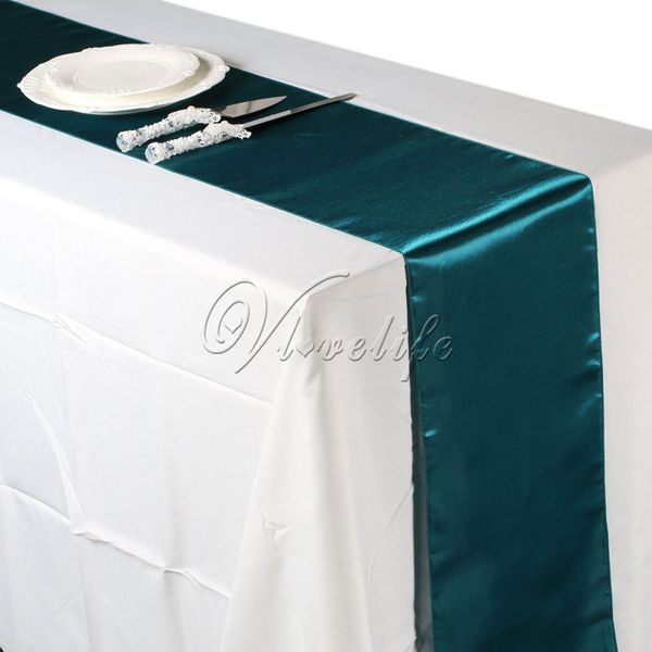 

teal blue satin table runners 12" x 108'' wedding party banquet home decorations 30cm x 275cm