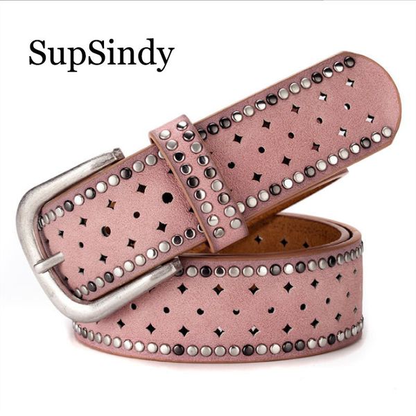 

supsindy женский пояс панк - пряжки старинные заклепки роскошные женские оригинальные кожаные ремни для женщин пояс полые женский пояс s1810, Black;brown