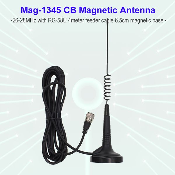 

27MHz CB Radio Antenna Mag-1345 PL259 разъем с магнитом базой и 4 м питающего кабеля Центром Citizen ра
