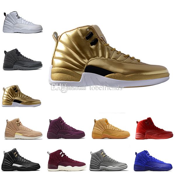 

High Quality 12 Gym Red Dark Grey Basketball Shoes Men Women Barons Taxi Blue Suede Khaki Flu Game CNY Sneakers us5.5-13