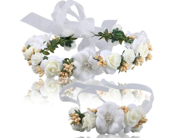 

the bride bridesmaid wreath headdress headband wrist flower wedding accessories, Silver