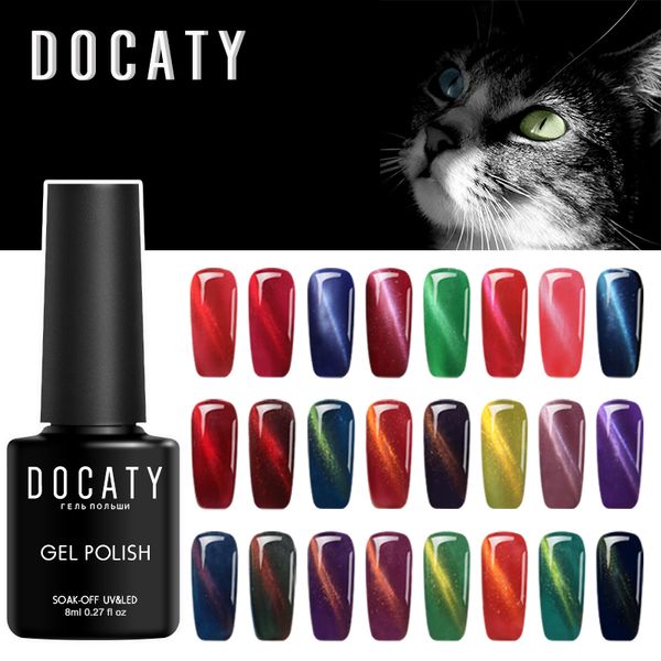 

docaty art decorations 5d cat eyes gel varnish long lasting shimmer enamel semi permanent manicure magnetic gel nail polish, Red;pink