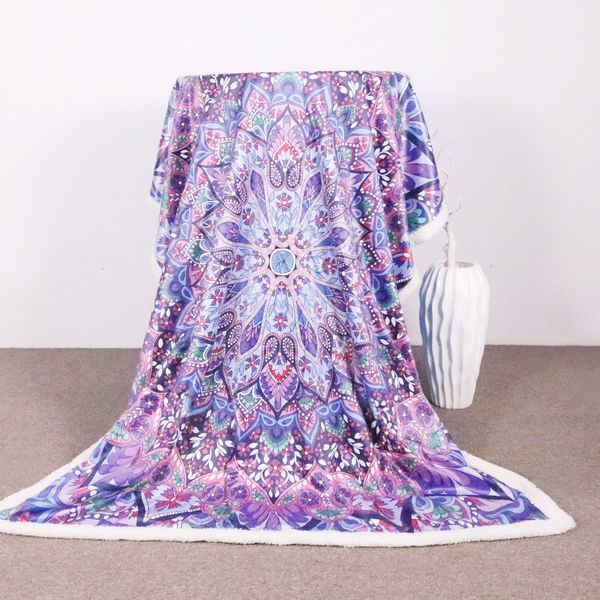 

travel beddingoutlet velvet plush reversible sherpa blanket pink and purple glowing mandala pattern fleece blanket fuzzy microfiber