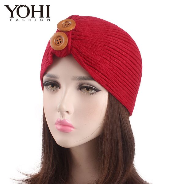 

2018 new ashion wool hat two wooden buttons hat slouchy beanie ski baggy knitted turban cap winter warm knitting hats