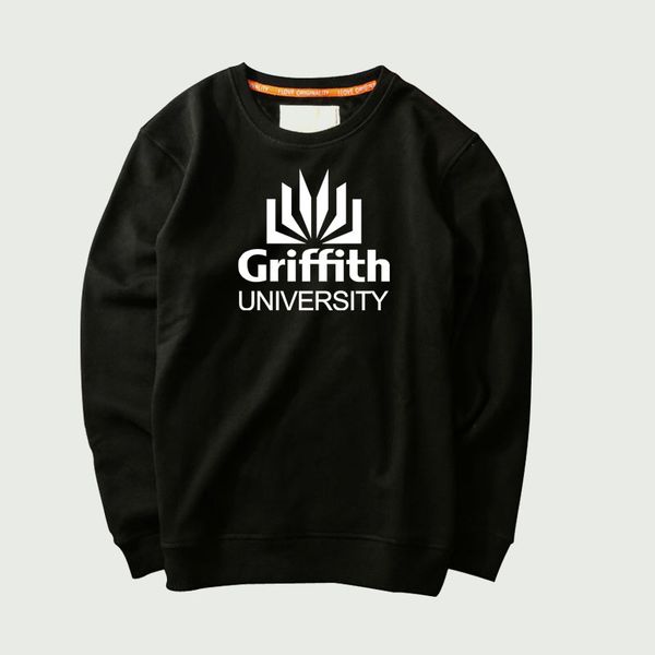 

2018 new autumn fashion griffith university creative shirt men's big size long-sleeved black sweatshirt, White;black
