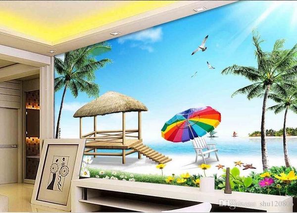 

3d wallpaper custom p non-woven mural seashore leisure children decoration painting 3d wall murals wallpaper for walls 3 d living room