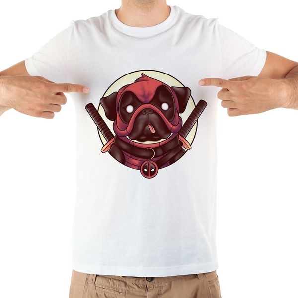 

pug deadpool pugpool funny funny tshirt men summer new white short sleeve casual homme cool t shirt, White;black