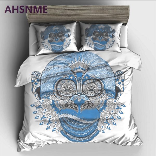 Ahsnme Simple Monkey Portrait Bedding Set High Definition Print