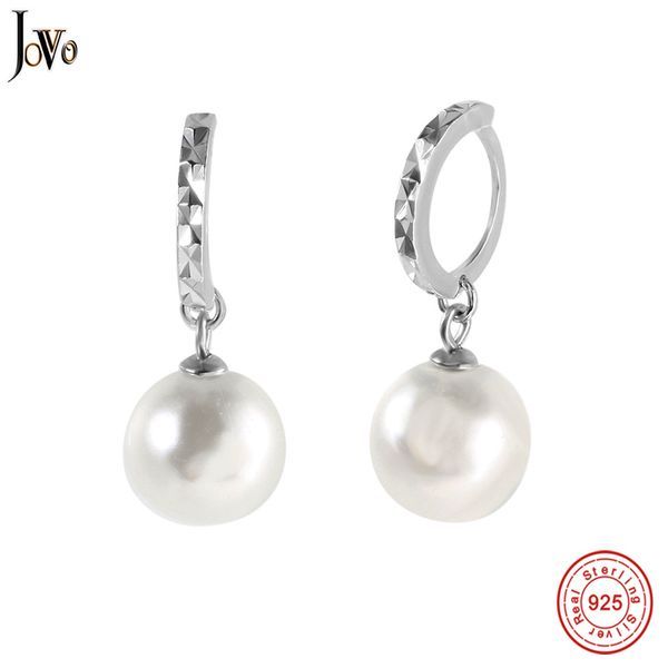 

jovo fashion freshwater pearl earring accessories 925 silver jewelry pearl jewelry white hoop earrings for women/girls, Golden;silver