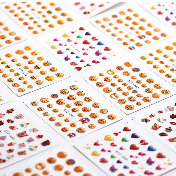 

1pcs smiling face snowflake cartoon nail water sticker leaf lace design slider nail art decal beauty foils decoration m1ns205, Black